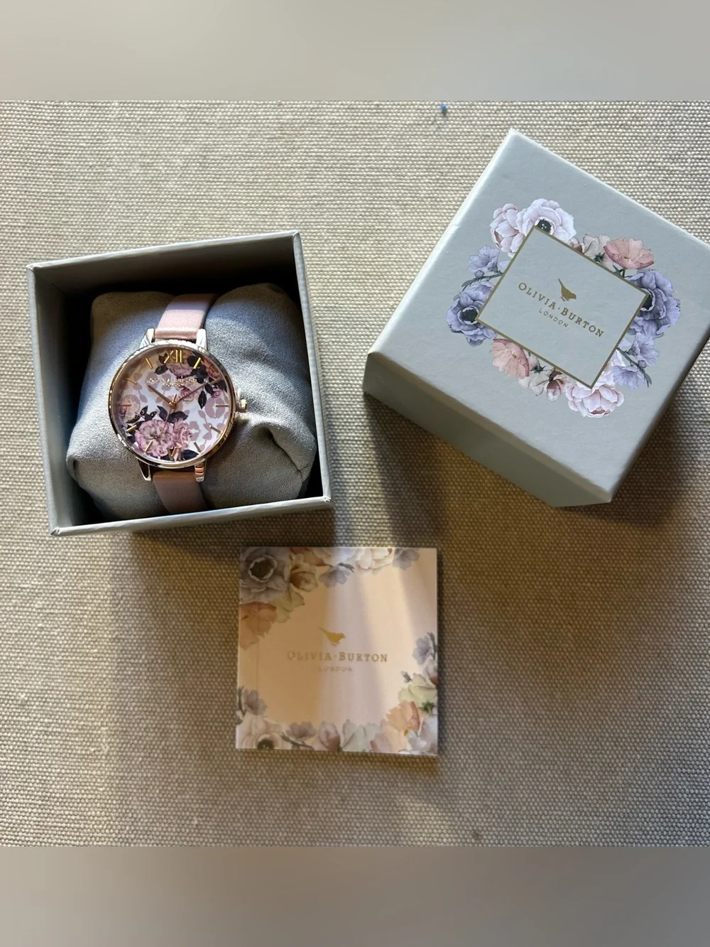 Olivia Burton Watch With 34mm Floral Face & Pink Band